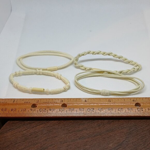 NWOT Set of 4 Cream Adjustable Braided String Bracelets Jewelry Accessories #12 - Picture 7 of 10